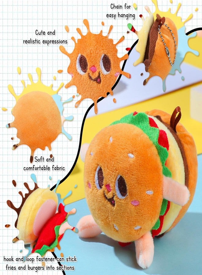 Aoriher 10 Pcs Food Plush Toy Food Stuffed Animals Soft Simulation Hamburger Hot Dog French Fries Chicken Thigh Bread Plush Cute Small Keychain for Christmas Party Birthday Gifts Backpack - Image 4